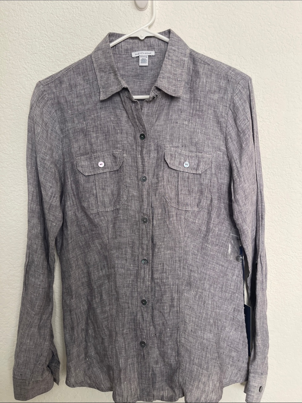 Saks Fifth Avenue Men's Heathered Gray Casual Button-Down Shirt